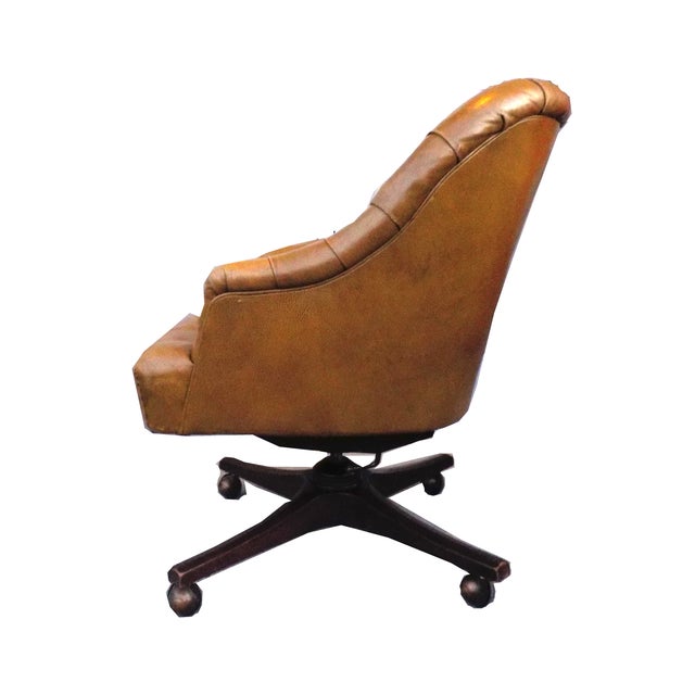Chesterfield Khaki Leather Barrel Office Chair Chairish