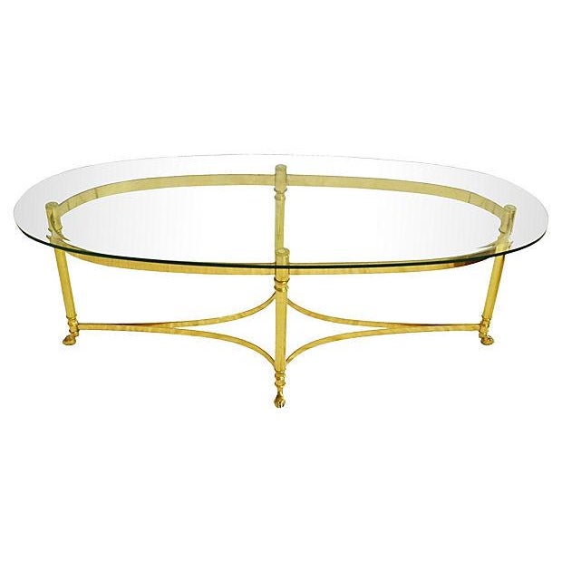 LaBarge Oval Brass Cocktail Table Chairish