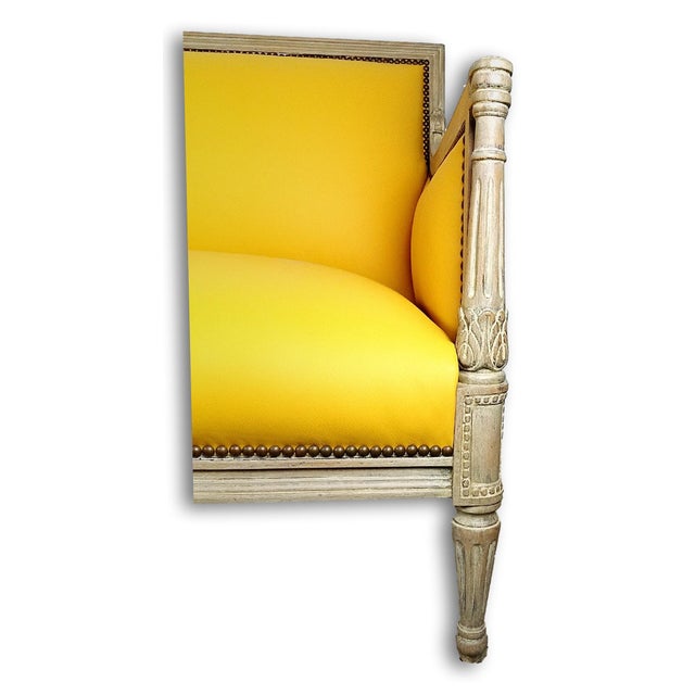 Yellow Leather FrenchStyle Settee Chairish