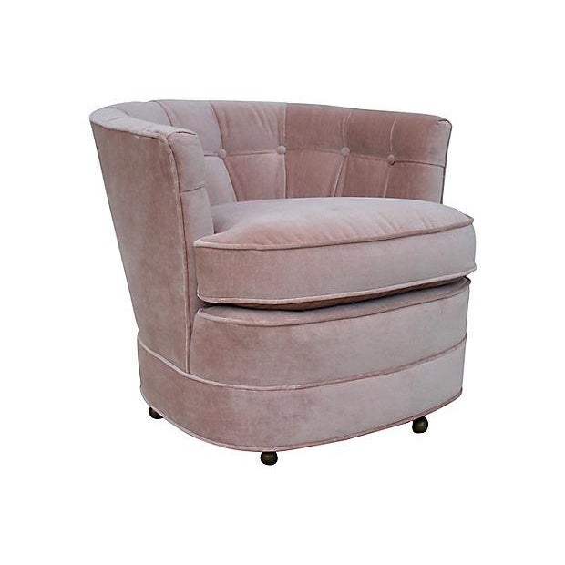 Vintage Pink Velvet Swivel Chair Chairish