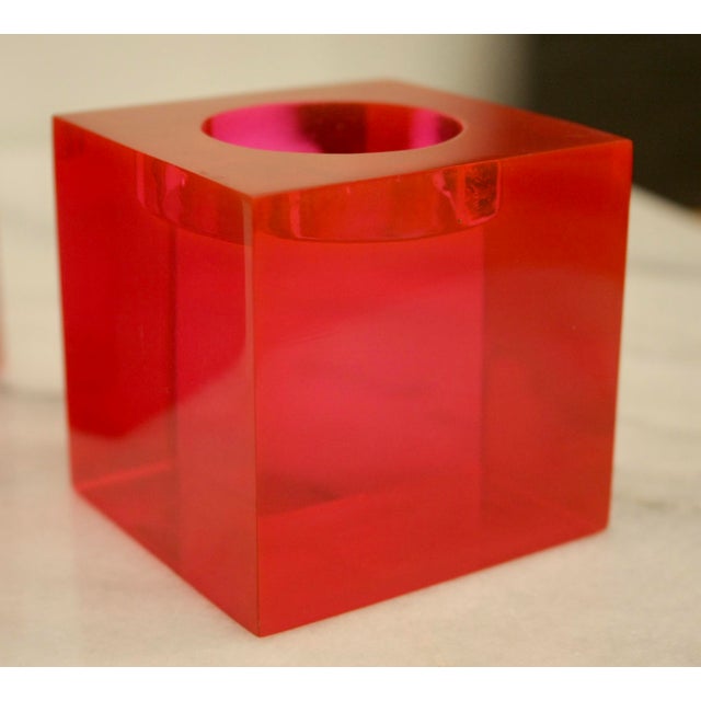 Pink Lucite Votive Candle Holders Set of 3 Chairish