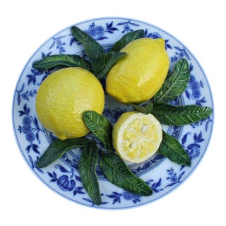 Vintage Trompe l'Oeil Plate of Lemons