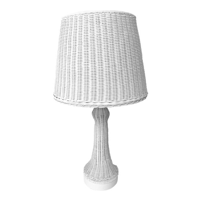 Vintage White Wicker Table Lamp Chairish