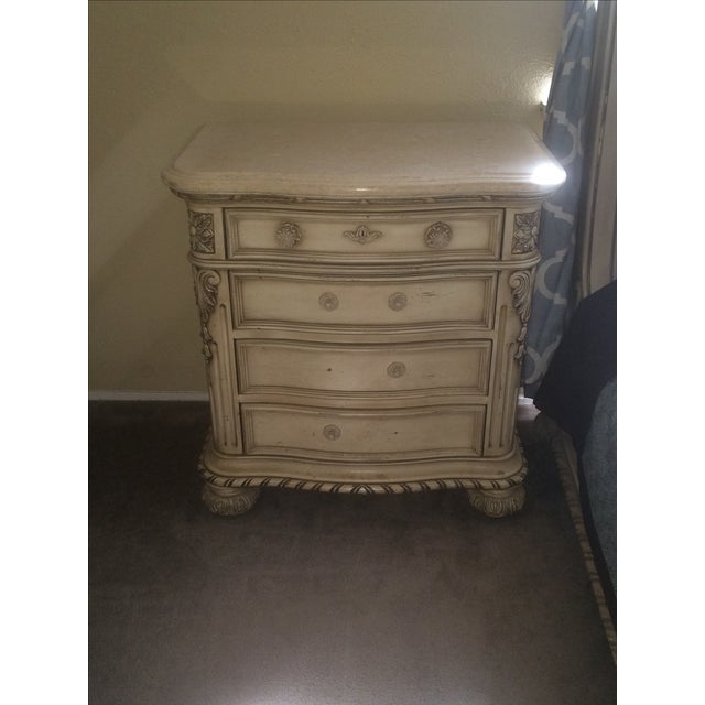 Cream Colored Marble Nightstand Chairish