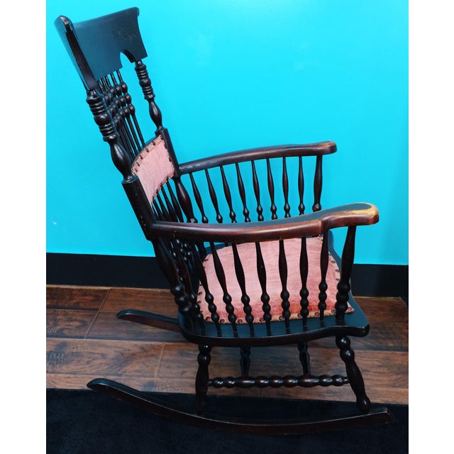 Antique Victorian Pressed Back & Crushed Velvet Rocking Chair Chairish