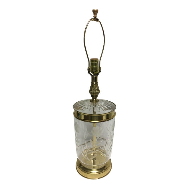 Vintage Crystal & Brass Table Lamp