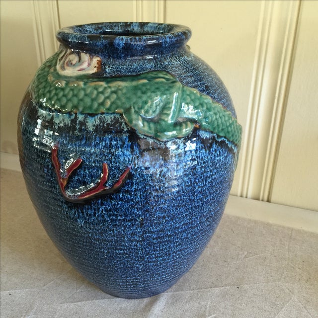 Asian Dragon Pottery Vase Chairish
