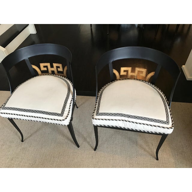 Art Deco Black & Gold Metal Chairs A Pair Chairish