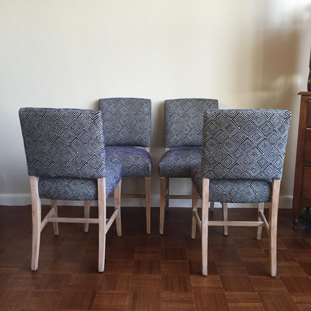 Light Wood Upholstered Blue Geometric Dining Chairs - Set ... (640 x 640 Pixel)