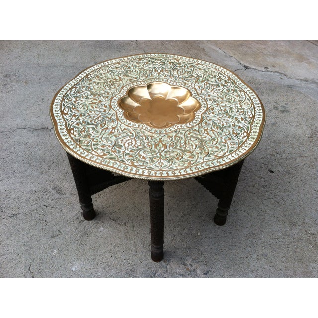 Antique Indian Brass Tray Table Chairish