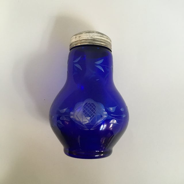 Antique Cobalt Blue Etched Glass Sugar Shaker Chairish