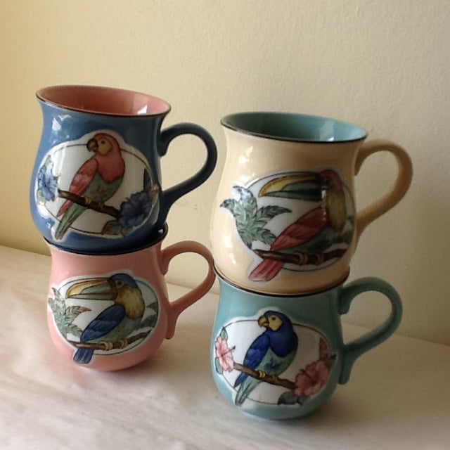 Takahashi Exotic Bird Ceramic Cups Set of 4 Chairish
