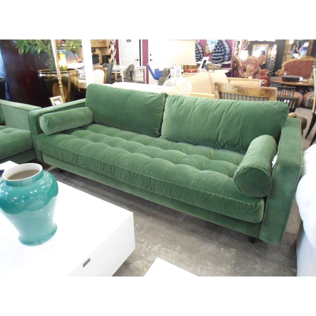 Grass Green Velvet Tufted Sofa | Chairish