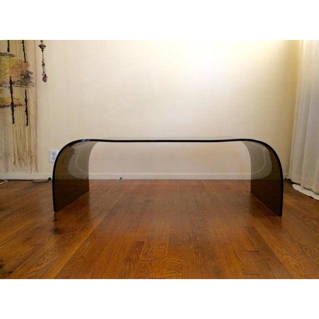 1970s Smoked Glass Waterfall Coffee Table