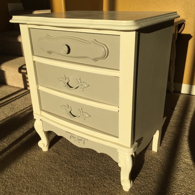 Vintage French Provincial White & Gray Nightstand Chairish