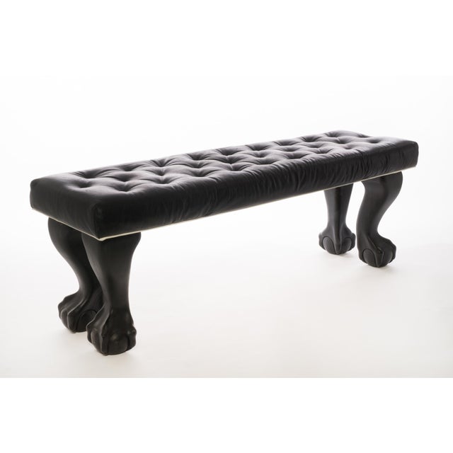 Channel Black Tufted Leather Bench Chairish