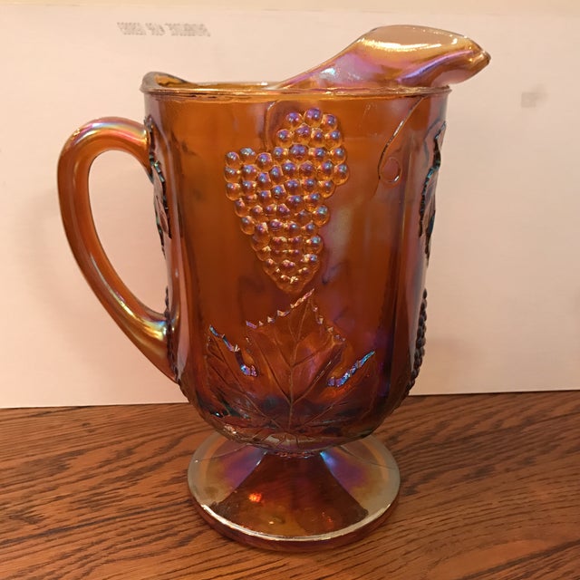 Antique Carnival Glass Pitcher & Glasses Set of 5 Chairish