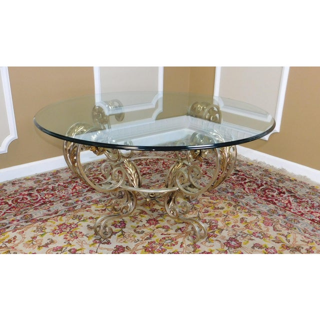 Silver Chrome Colored Metal Base Glass Top 42" Diameter ...