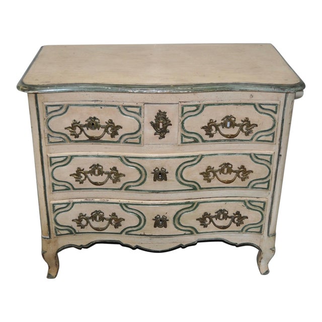 19th Century Antique French Hand Carved & Painted Chest of Drawers