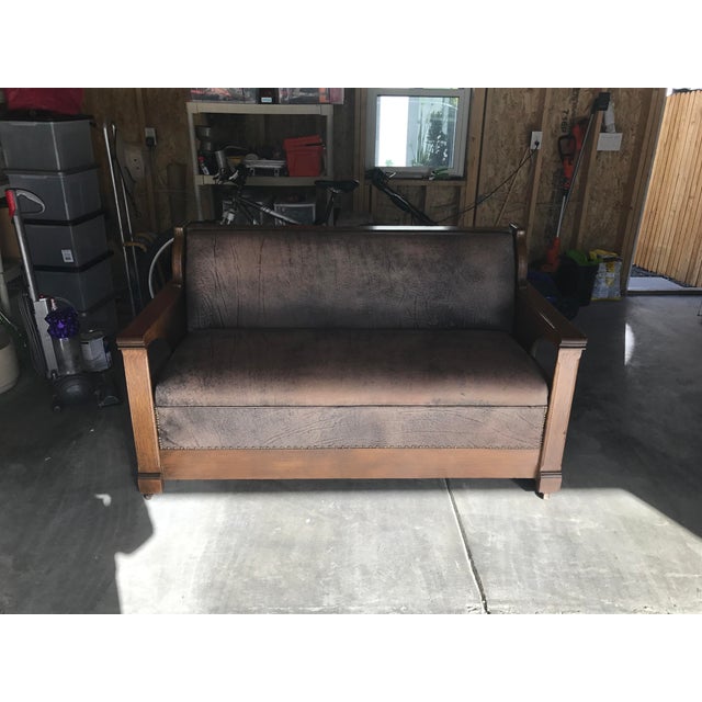 Antique Arts & Crafts Mission Style Quartersawn Davenport Sleeper Oak