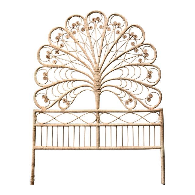 Vintage Rattan Peacock Twin Headboard Chairish