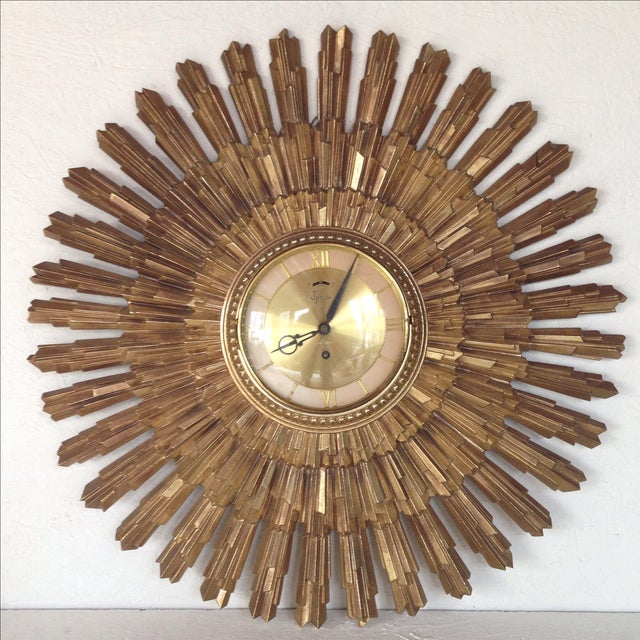 Antique Syroco Large Gold Sunburst Clock Chairish