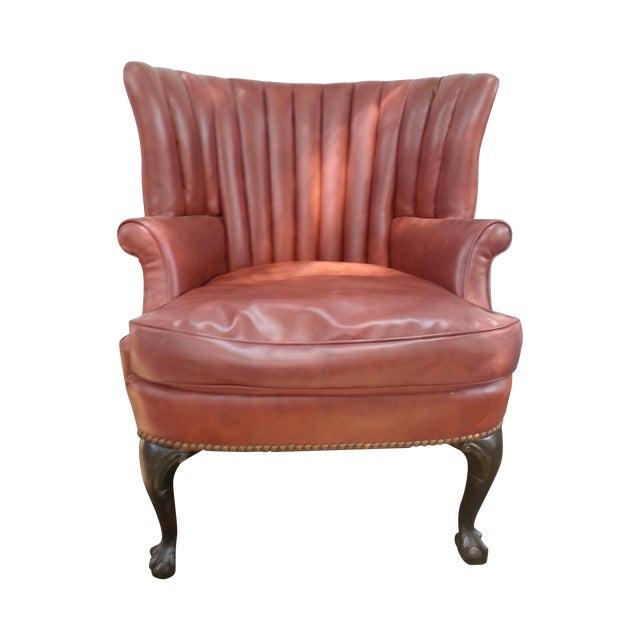 Vinyl Rolled Wingback Chair Chairish