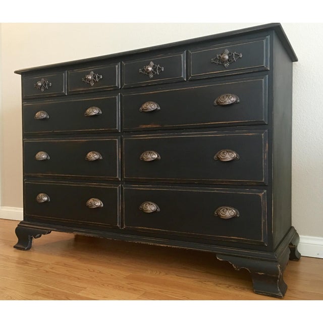 10Drawer Black Distressed Dresser  Chairish