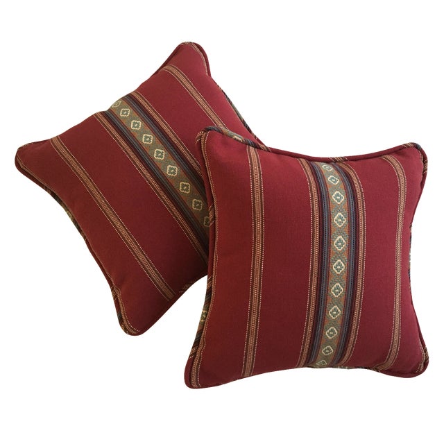 Red Southwestern Stripe Pillows - A Pair Chairish