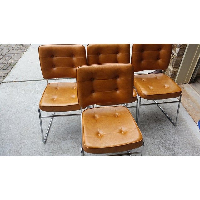 Vintage Leather and Chrome Chairs Set of 4 Chairish