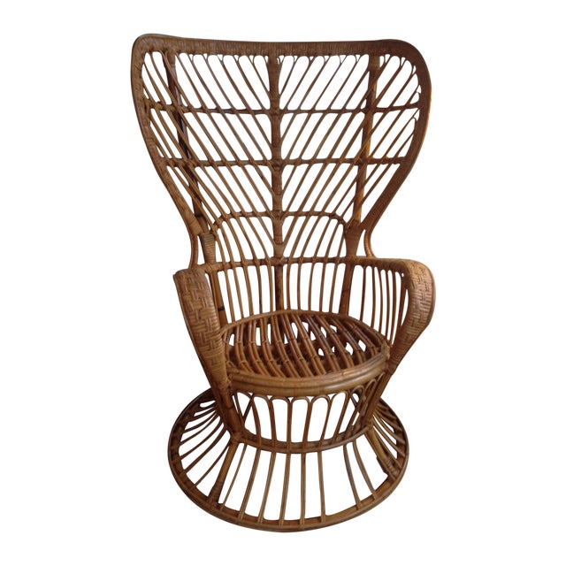 Franco Albini Mid-Century Modern Rattan Chair | Chairish