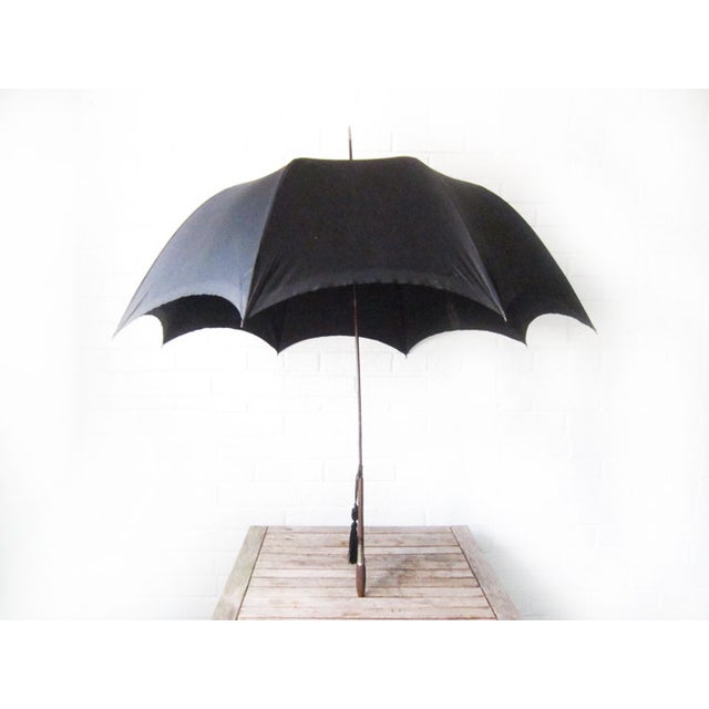 Antique Edwardian Mens Silk Parasol Black Umbrella Chairish