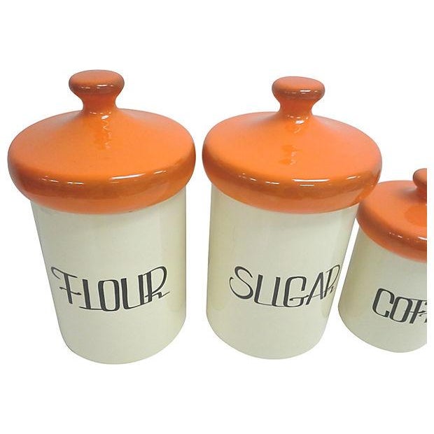 MidCentury Orange Ceramic Canisters Set of 4 Chairish