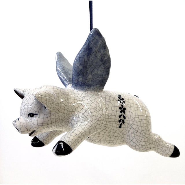 Hand Painted Artisan Ceramic Flying Pig Ornament Chairish