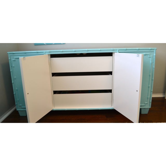 Faux Bamboo Light Blue Credenza Chairish