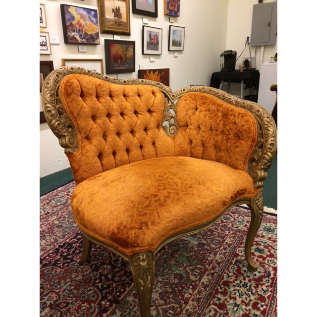 French Antique Tufted Courting Chairs A Pair Chairish