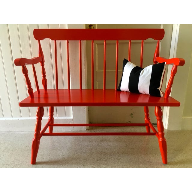 Red Painted Vintage Wood Bench Chairish