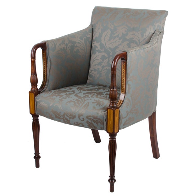 Southwood Sheraton Style Inlaid Mahogany Club Chairs A Pair Chairish