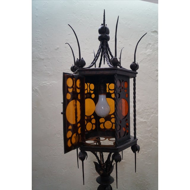 Antique Wrought Iron Torchier Floor Lamps - A Pair | Chairish