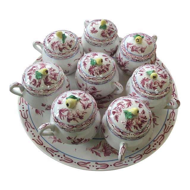 Vintage Italian Hand Painted Pottery Pots De Creme Set of 8 Chairish