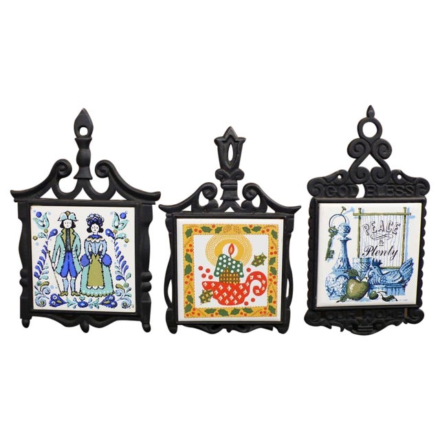 Cast Iron & Ceramic Trivets Set of 3 Chairish