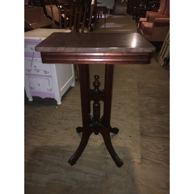 Antique Marble Top Eastlake Style Side Table | Chairish