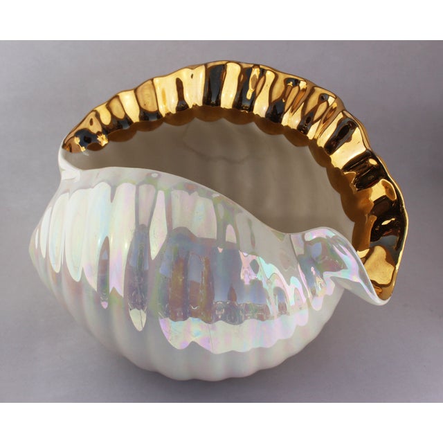 Gilded Iridescent Ceramic Shell Candy Dish Chairish
