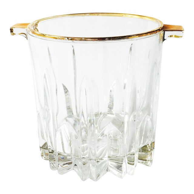 Vintage Crystal Ice Bucket with Gold Rim Chairish