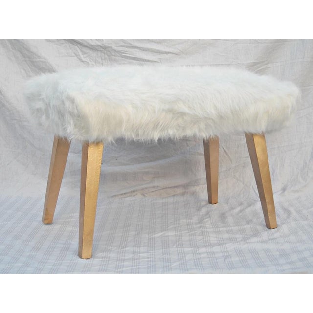 White Faux Fur Ottoman Chairish