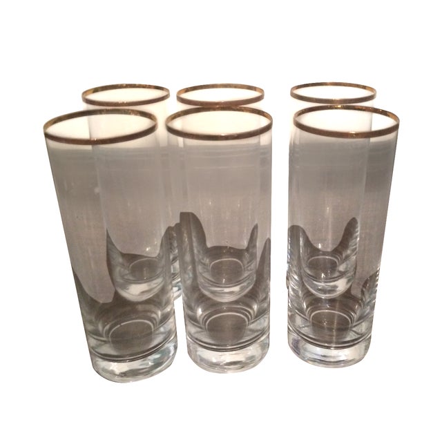 Vintage Gold Rimmed Tom Collins Glasses Set of 6 Chairish