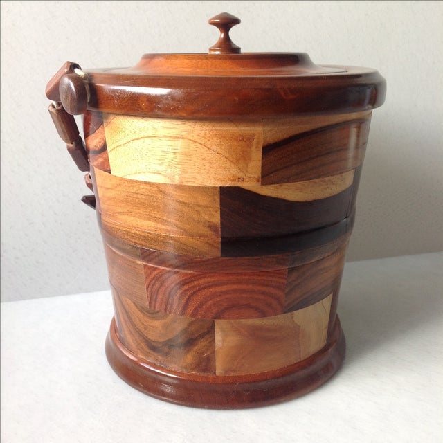 MidCentury Handmade Mixed Wood Ice Bucket Chairish