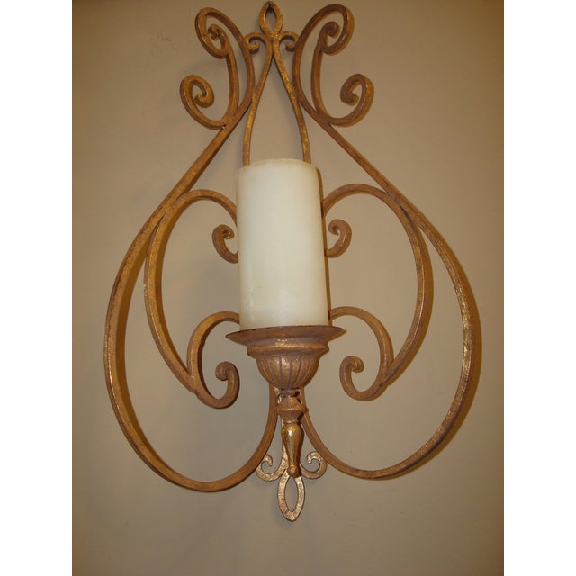 Antique Metal Gold Leaf Candle Sconce Chairish