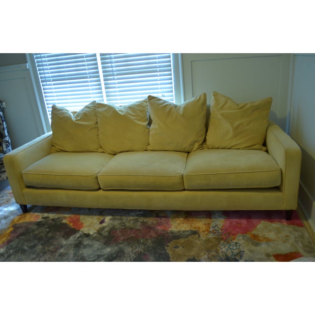 Ballard Designs Queens Velvet Yellow Vintage Sofa | Chairish