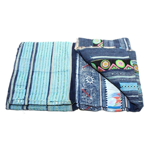 Shades Of Blue Hmong Blanket Chairish